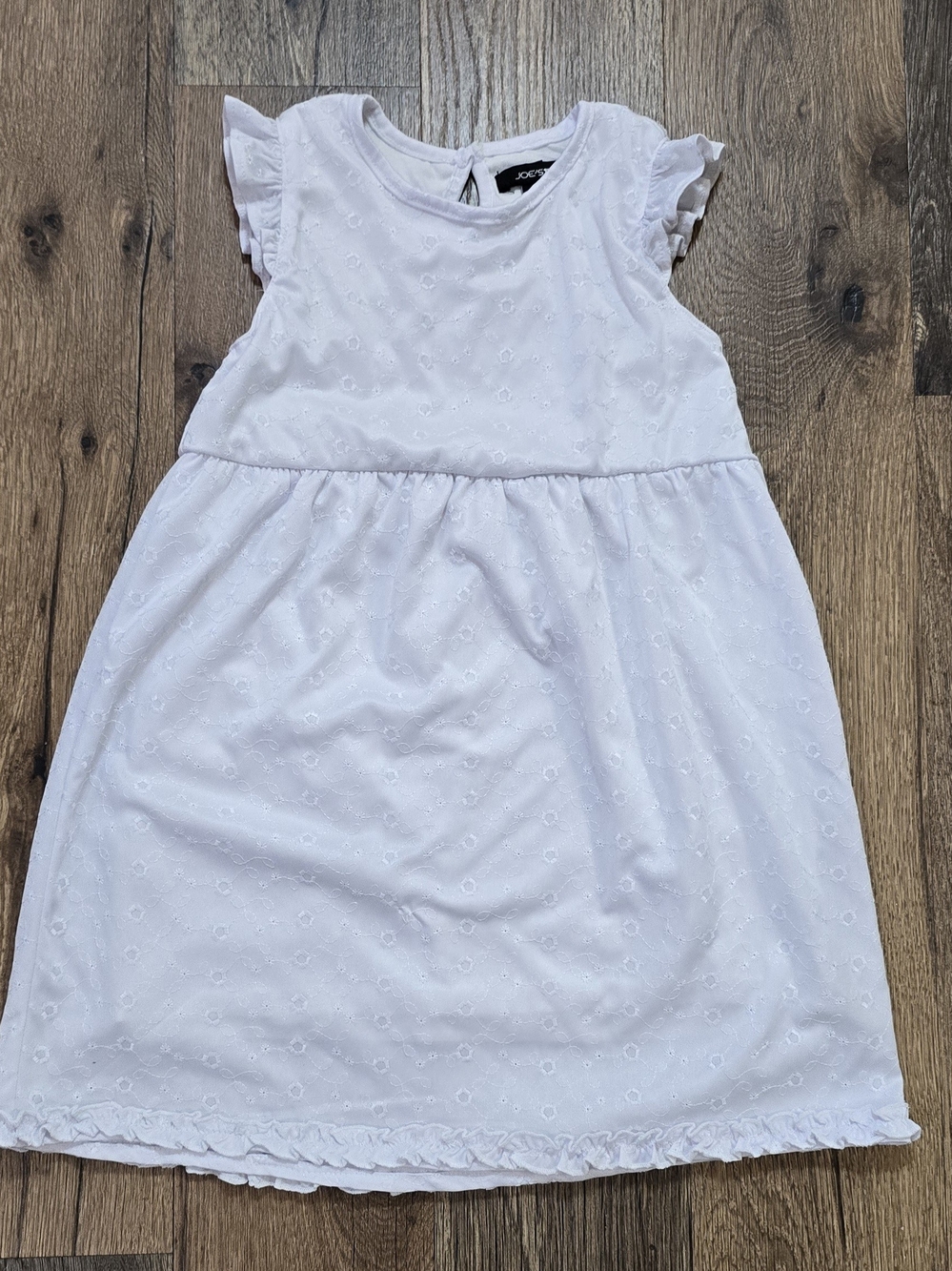 JOE'S Jeans Girls White Eyelet Dress with Ruffle Sleeves